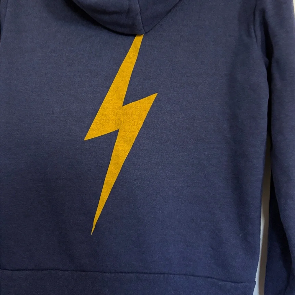 Aviator Nation Navy Blue Hoodie with Yellow Lightning Bolt Sz L - Picture 10 of 11